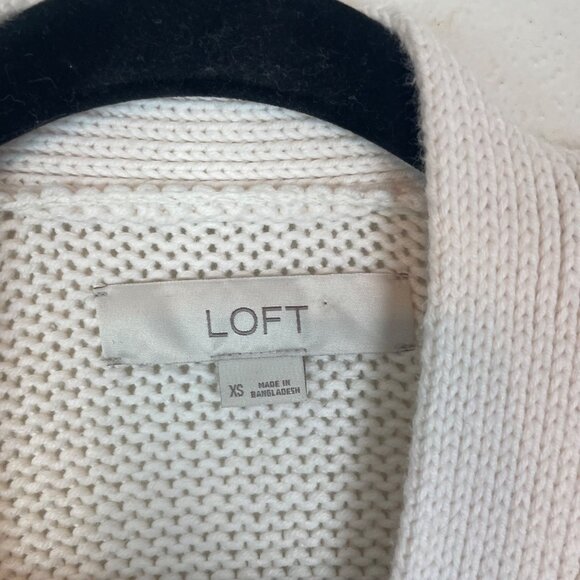 Loft Womens XS White Relaxed V Neck Cardigan Oversized Boxy Sweater Basic Staple - Picture 4 of 10